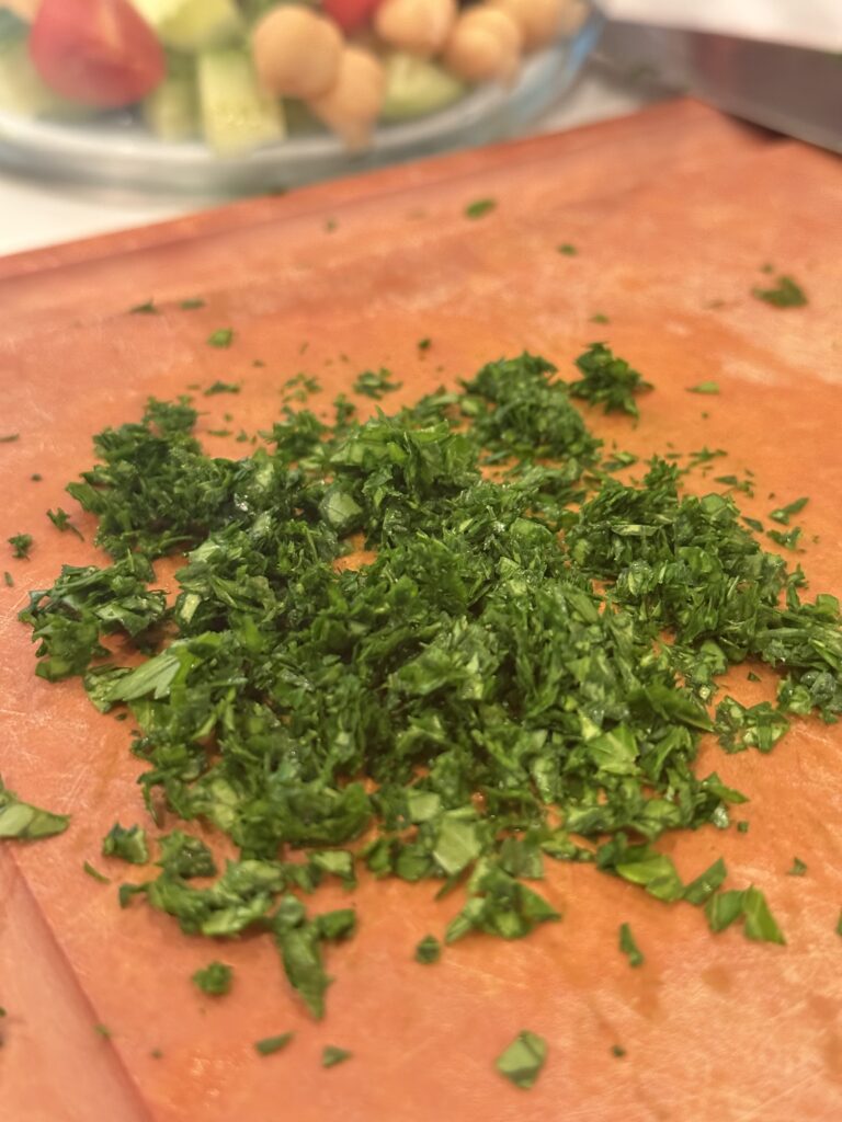 Fresh herbs added to meals